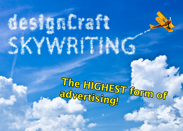 Graphic of designCraft Skywriting, the highest form of advertising