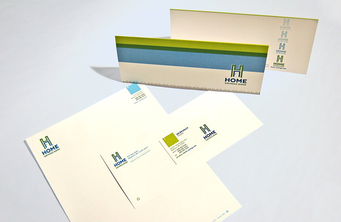 Photo of Home Savings Bank stationary and business card