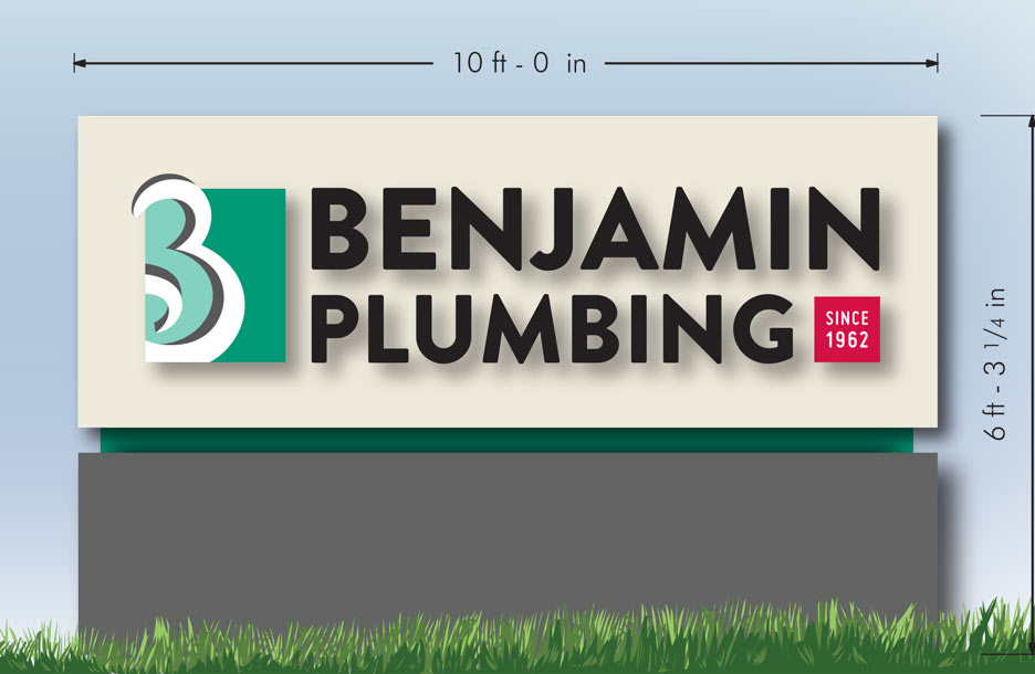 Mock up of Benjamin Plumbing outdoor sign